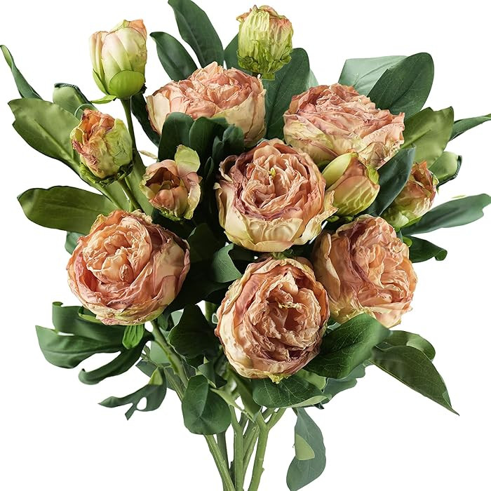 FiveSeasonStuff Vintage Dusty Coral Pink Peonies — Artificial Silk Flowers with Intentional Age... | Amazon (US)