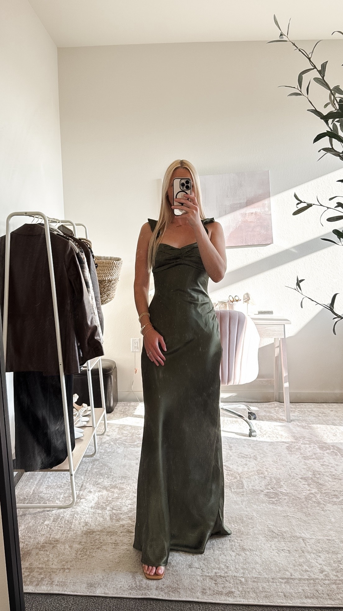 Fall wedding guest dress!

Olive green satin maxi dress - wearing an XS. Double lined, the satin is a thicker material, making it great for a fall wedding. The length is a little long on me even with heels though, I’m 5’6.” Very pretty and flattering for fall.

Fall wedding, wedding guest outfit fall, fall wedding guest outfit, green dress fall, maxi dresses fall, satin maxi dress, outdoor wedding guest dress, dress for wedding guest

#LTKSeasonal #LTKParties #LTKWedding