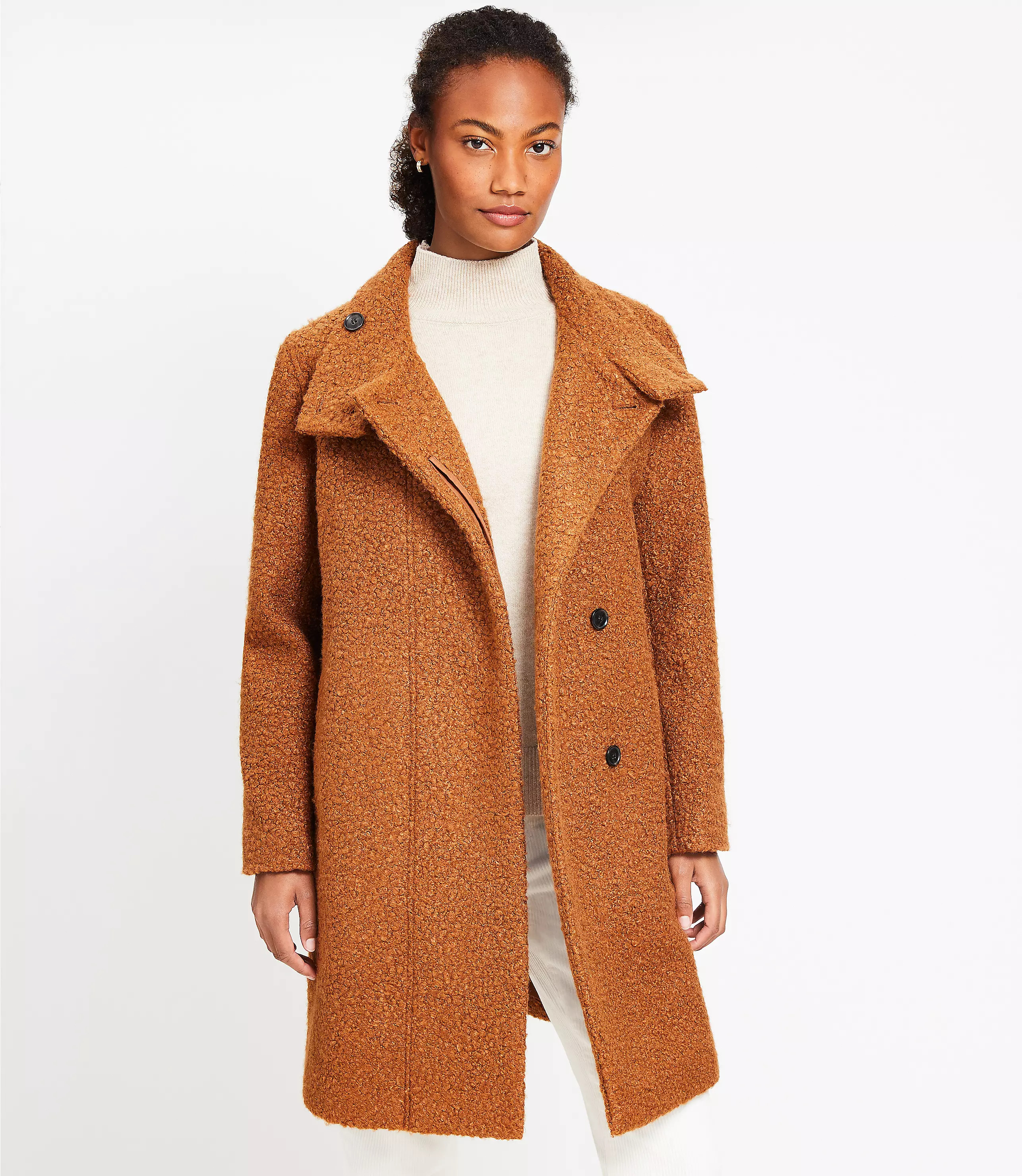 Curly Funnel Neck Coat | LOFT