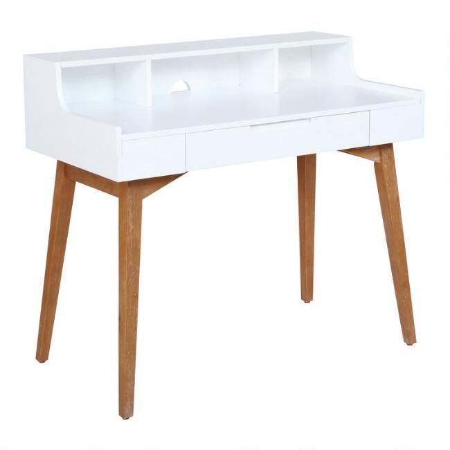 White Tatum Desk With Hutch | World Market