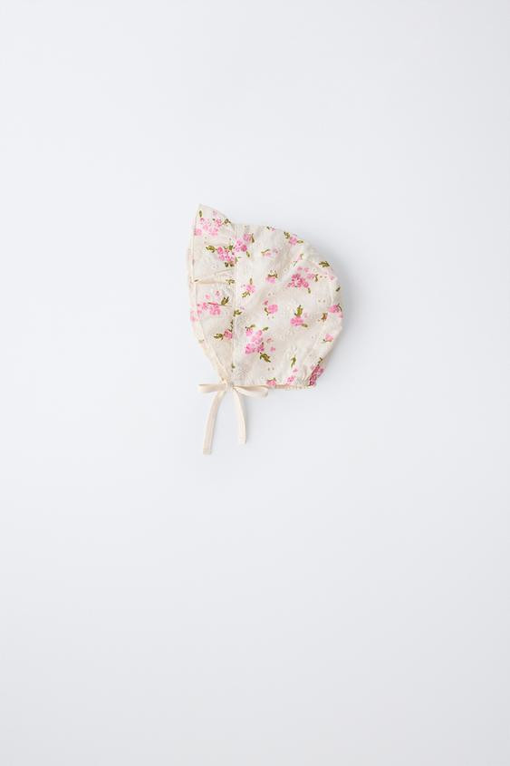 FLORAL EYELET BONNET | Zara US