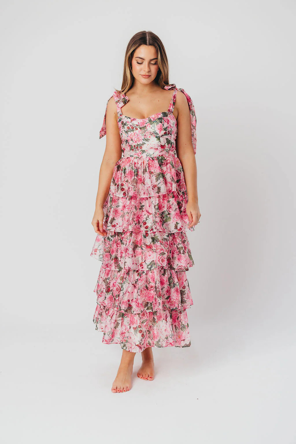 Maddie Midi Dress in Pink - Bump Friendly | Worth Collective