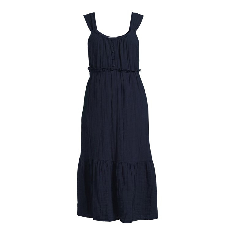 Time and Tru Sleeveless Doublecloth Midi Dress | Walmart (US)
