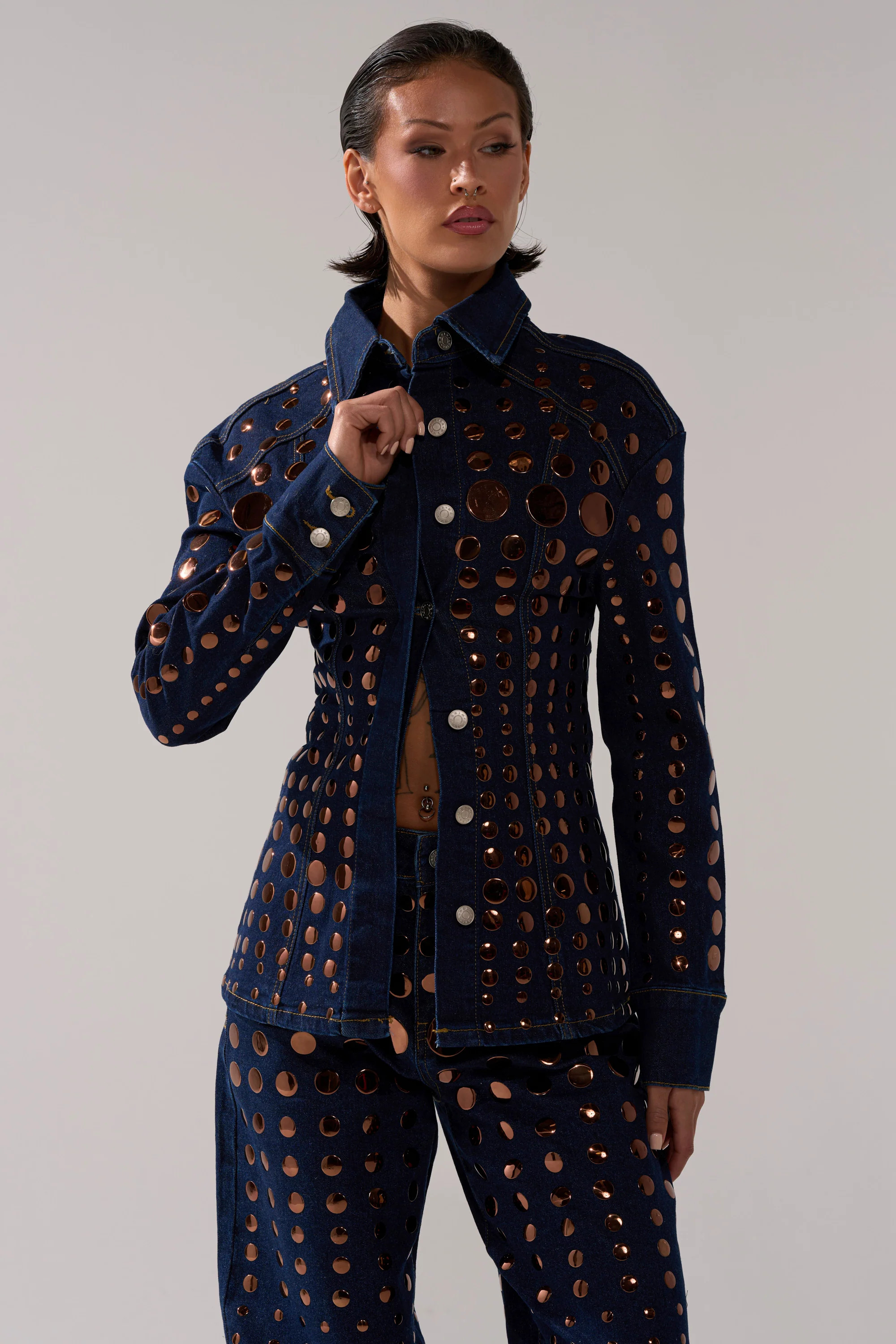 DISCO BABE DENIM BUTTON DOWN | AKIRA