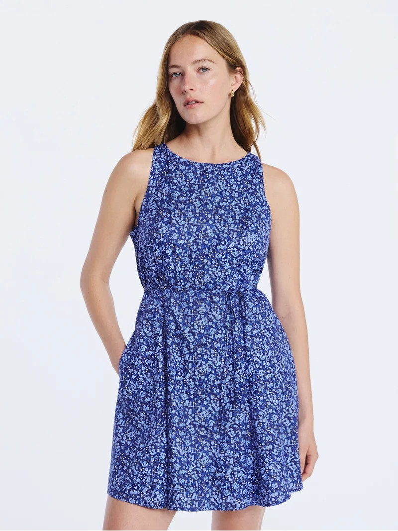 Free Assembly Women's and Women's Plus Cotton Boatneck Mini Dress, Sizes XS-4X | Walmart (US)