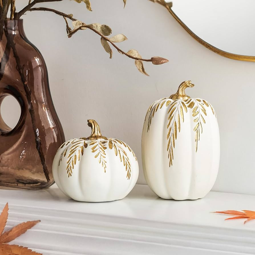 DN DECONATION Fall Pumpkin Decor, 2 PCS Thanksgiving Fake Pumpkin for Home | Amazon (US)