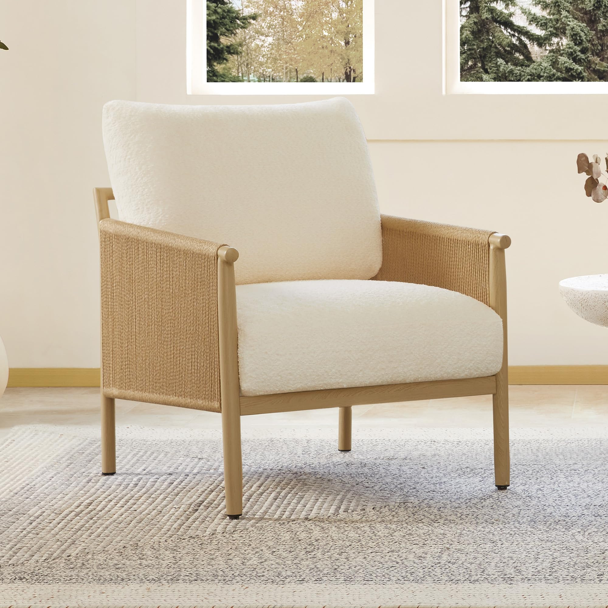 CHITA Braid Accent Chairs, Modern Armchair with Wood-Like Finish Metal Frame for Living Room and ... | Amazon (US)