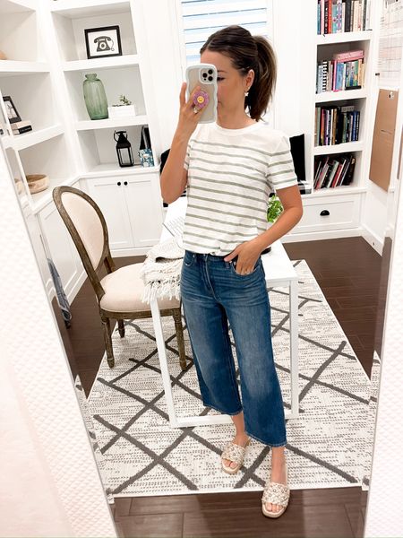 Casual spring outfits - spring fashion - spring petite fashion - denim - trendy fashion - spring outfit ideas - spring shorts - petite friendly outfits - striped tshirt 

#LTKstyletip #LTKSeasonal