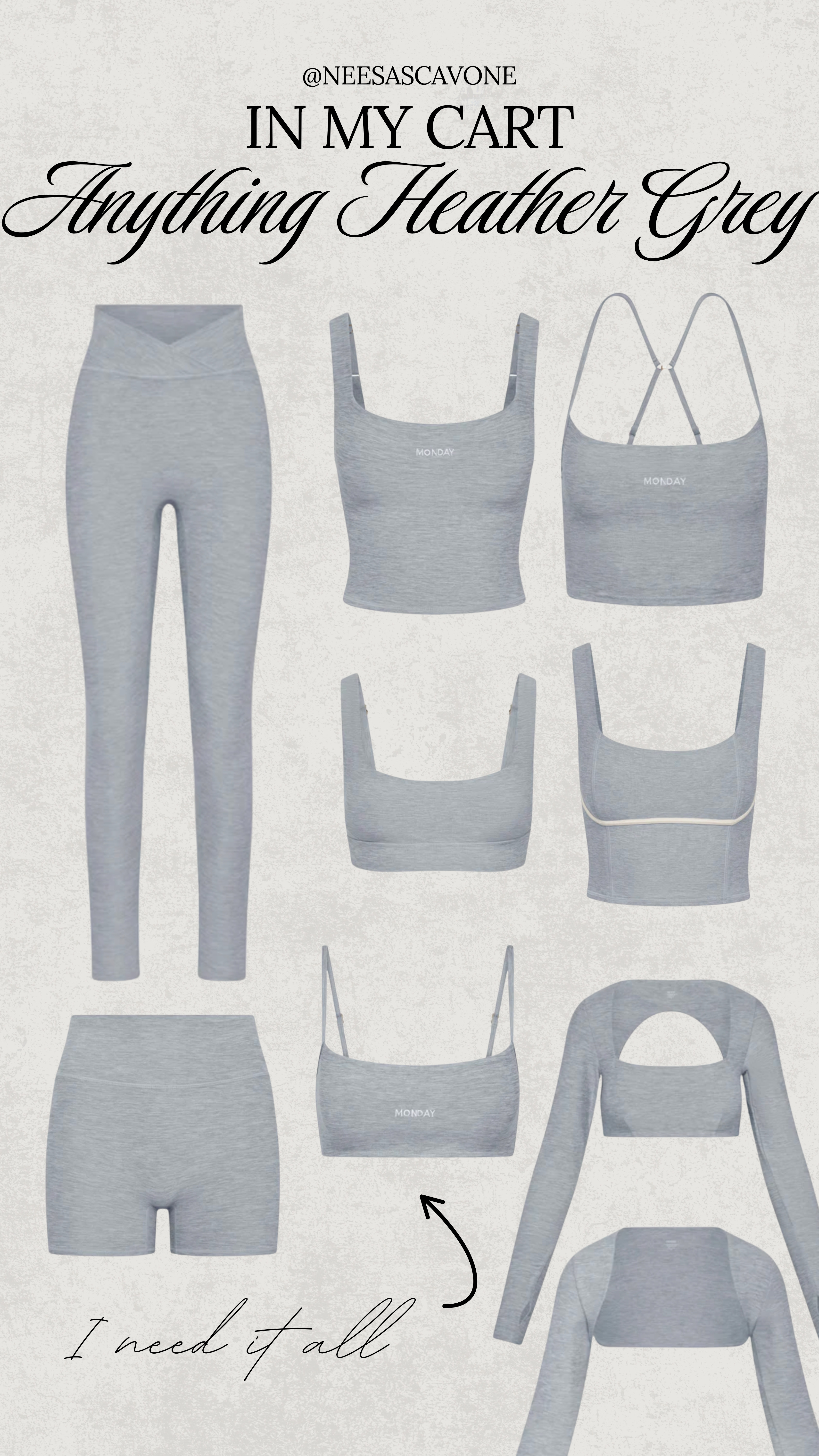Currently obsessed with everything heather grey 🩶 This set just feels like a must-have for my neutrals rotation. Minimal, clean, and so good for everyday movement.

#LTKfit #LTKactivewear #LTKstyle #LTKunder100 #neutralstyle #heathergreyedit #athleisurestyle #minimalwardrobe #capsulecloset #everydaystyle #activewearset #mondayactivewear #neutrallover #LTKfinds 

 #LTKActive #LTKU #LTKPlusSize