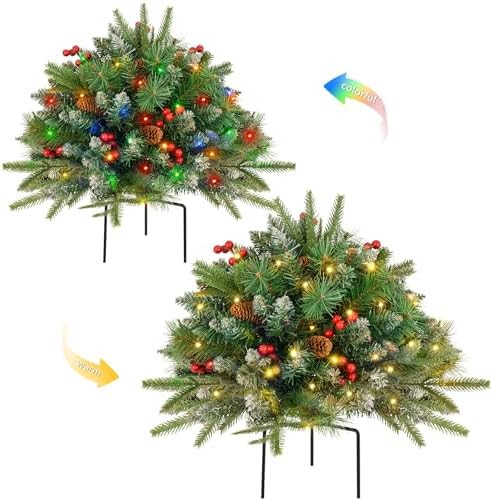 2 Pack Christmas Tree Urn Filler, Battery Operated with Timer, Pre-lit Warm White & Multi-Color C... | Amazon (US)