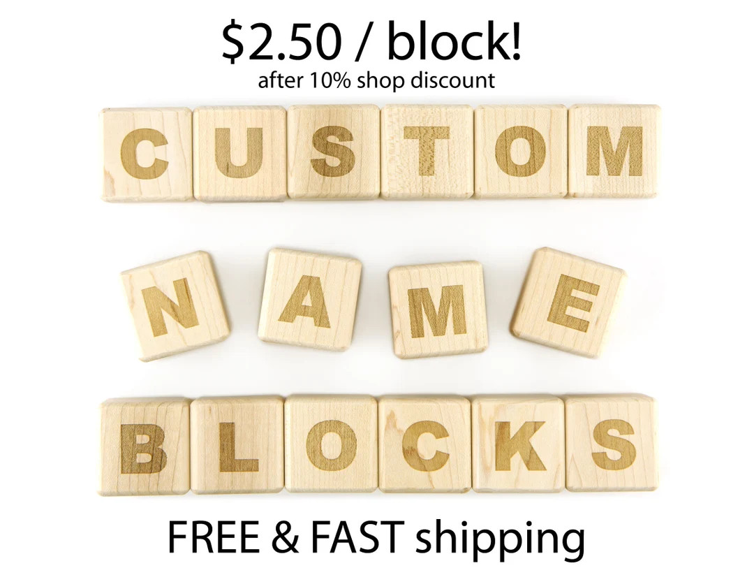 Personalized Name Blocks | Hard Maple Wood Blocks Personalized Baby Blocks Alphabet Blocks Wood L... | Etsy (US)