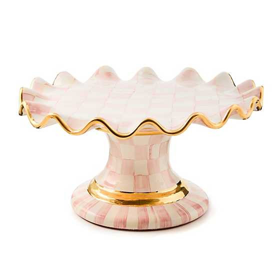 Rosy Check Ceramic Fluted Cake Stand | MacKenzie-Childs