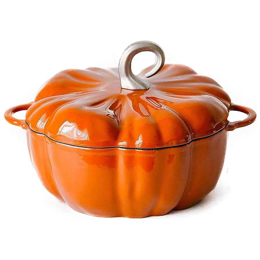 Pumpkin Cocotte 4qt - Cast Iron Dutch Oven with Lid for Stews and Soups - Enamel Cooking Pot for ... | Amazon (US)