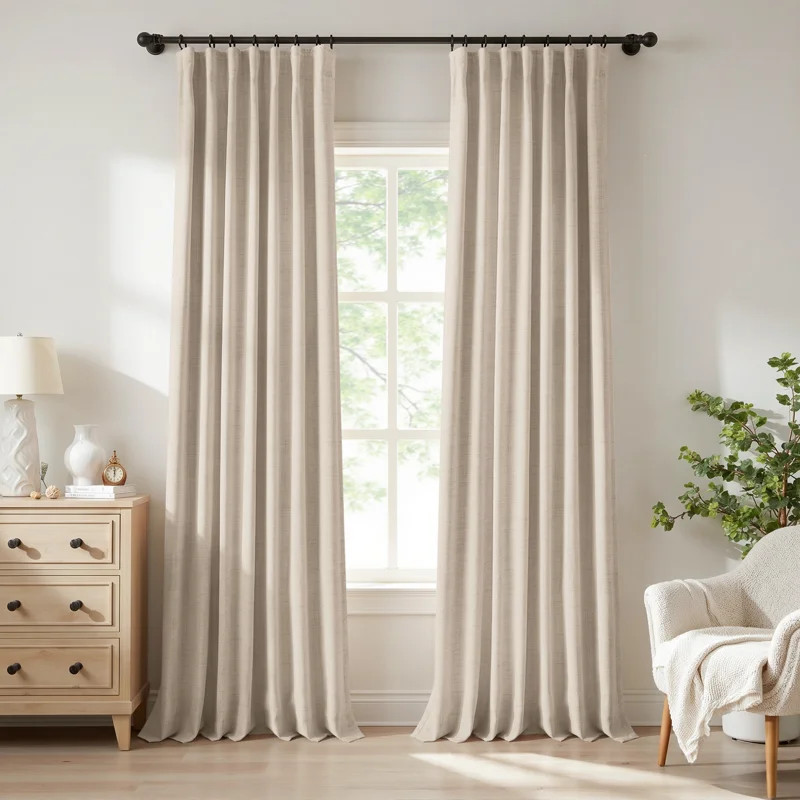 Birglinde Faux Linen Textured Thermal 100% Blackout Curtains for Bedroom Living Room Rod Pocket/R... | Wayfair North America