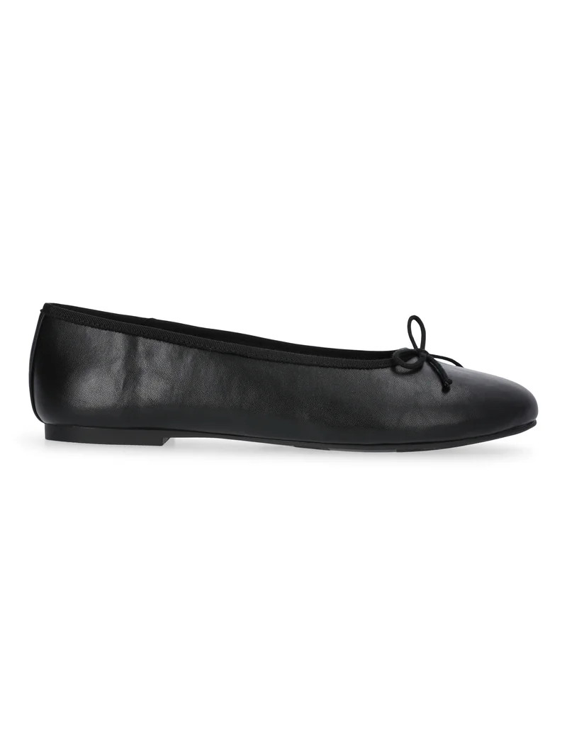 Free Assembly Women's Faux Leather Ballet Flats with Bow | Walmart (US)