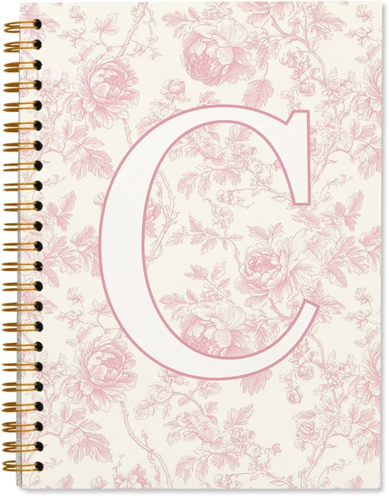ShowDraven Pink Initial Notebook Journal Embroidered C, Teacher Journal,Aesthetic Notebook, Monog... | Amazon (US)
