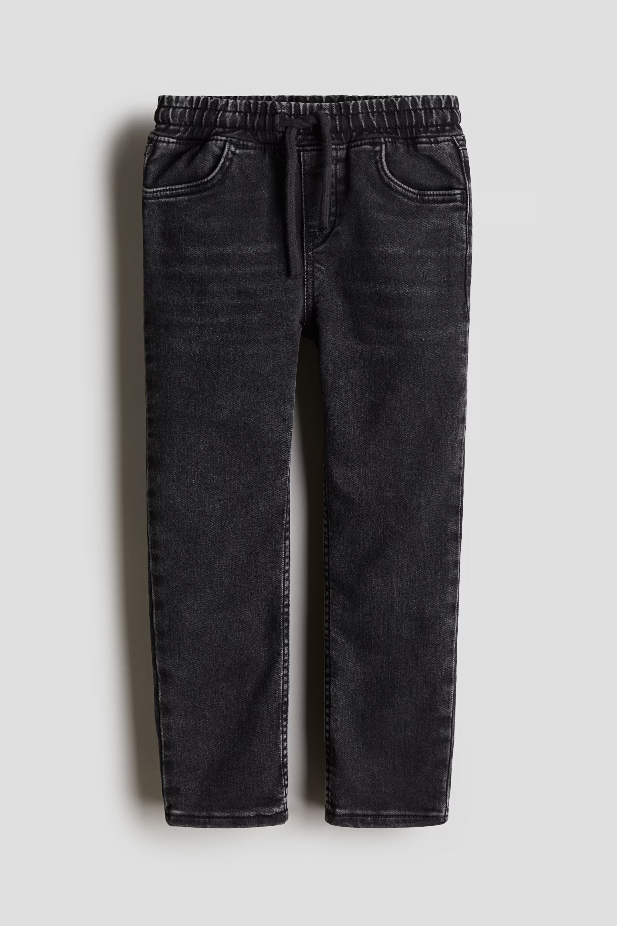 Cotton Denim Joggers - Regular waist - Long - Dark gray - Kids | H&M US | H&M (US + CA)