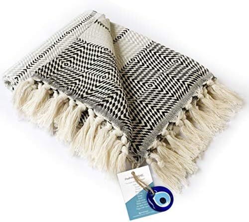 Luxury Boho Throw Blanket Fringe Decorative Light Weight 100% Cotton |40”x71”| for Bed Chair ... | Amazon (US)