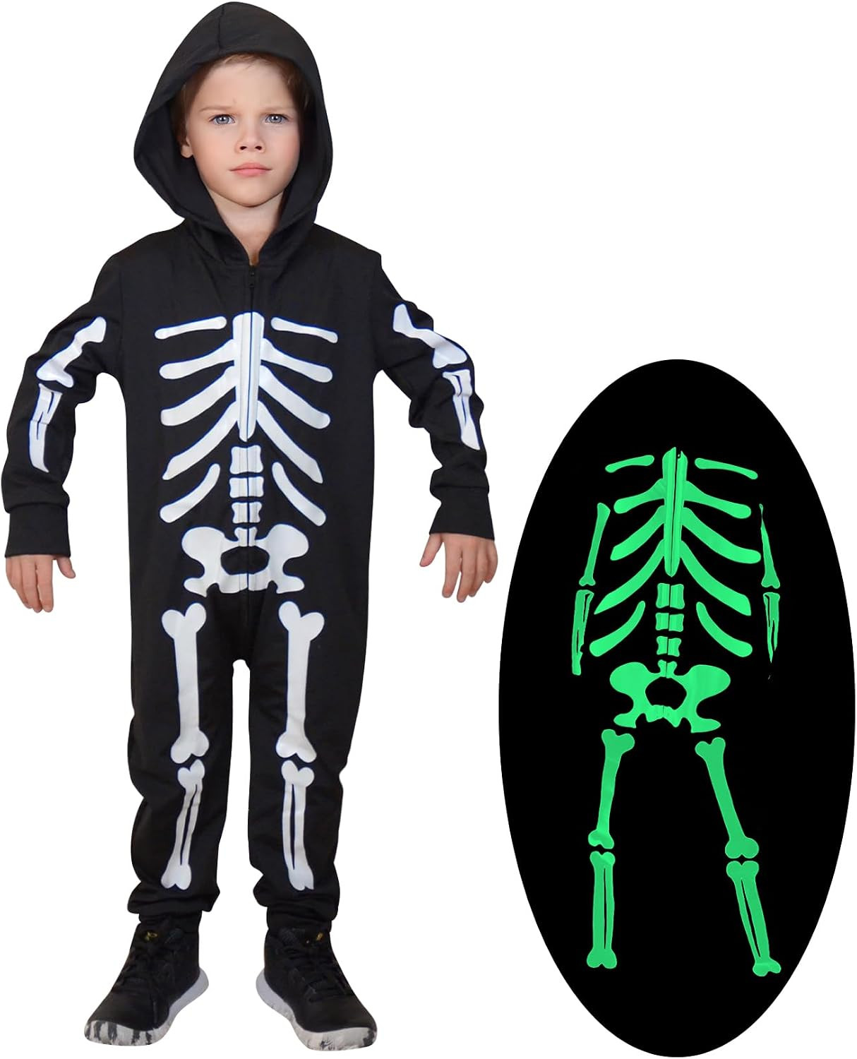 Enlifety Kids Skeleton Costume Glow in the Dark Halloween Jumpsuit 1-8T | Amazon (US)