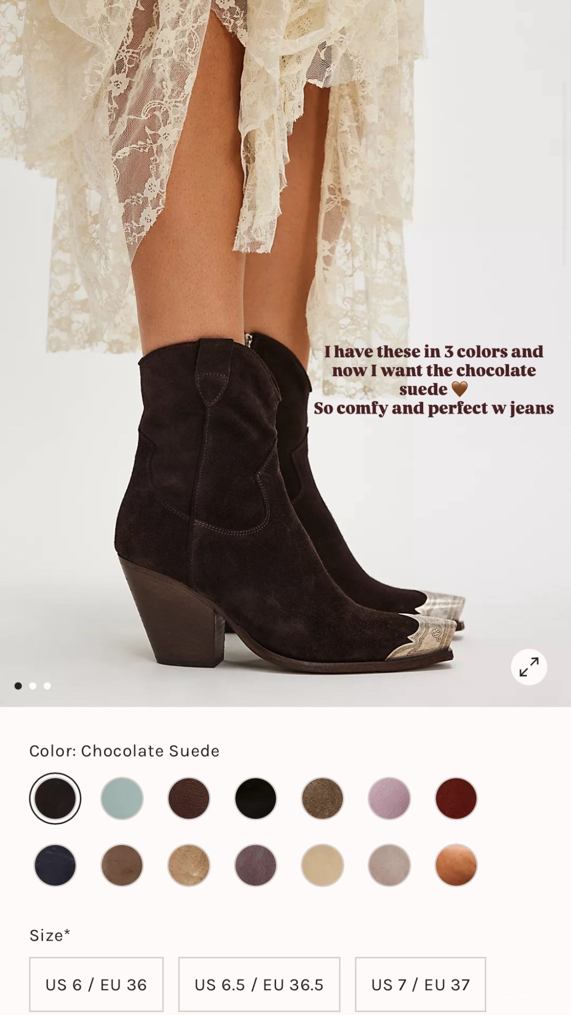 The Chocolate suede is calling me 
Very comfortable even tho it’s about 3” 
True to size 

#LTKShoeCrush #LTKHoliday #LTKParties