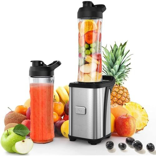Enfmay Mixer Smoothie Maker - 350W Smoothie Maker to Go mit 2x600ml Flaschen - Tragbarer Edelstahl Blender für Shake - Smoothie und Babynahrung - Silber | Amazon (DE)