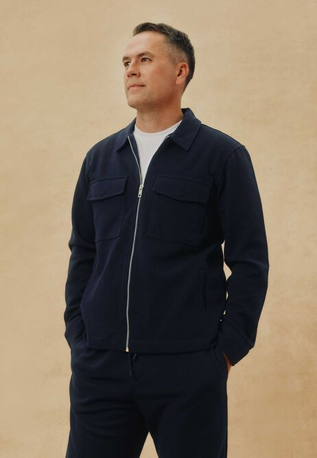 Mens Navy Plain Smart Shirt Jacket | Peacocks