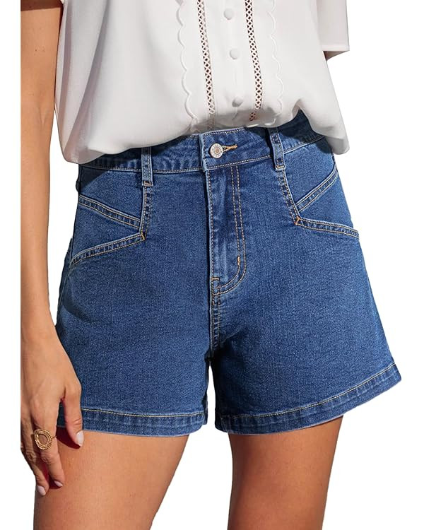 Sidefeel Women’s Jean Shorts High Waisted Stretchy Casual Zimbaplatinum Summer Denim Shorts wit... | Amazon (US)