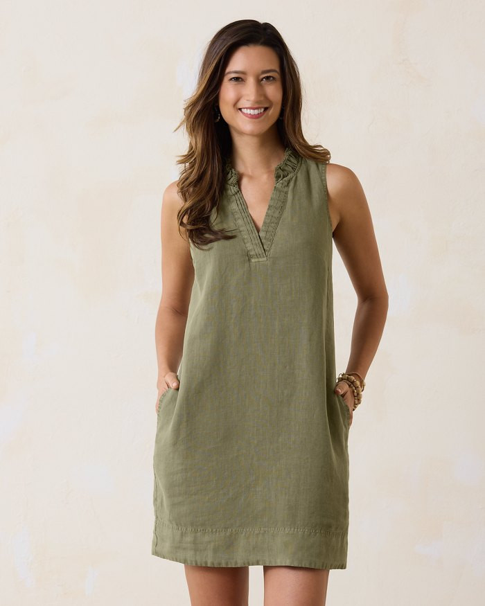 Two Palms Double-Ruffle Linen Dress | Tommy Bahama