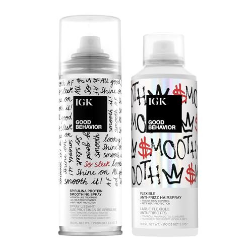 IGK Good Behavior Hair Styling Bundle – Spirulina Protein Smoothing Spray (5.6 oz) + Flexible Anti-Frizz Hairspray (5 oz) – 72-Hour Frizz Control, 450°F Heat Protection, Sleek Finish & Shine | Amazon (US)