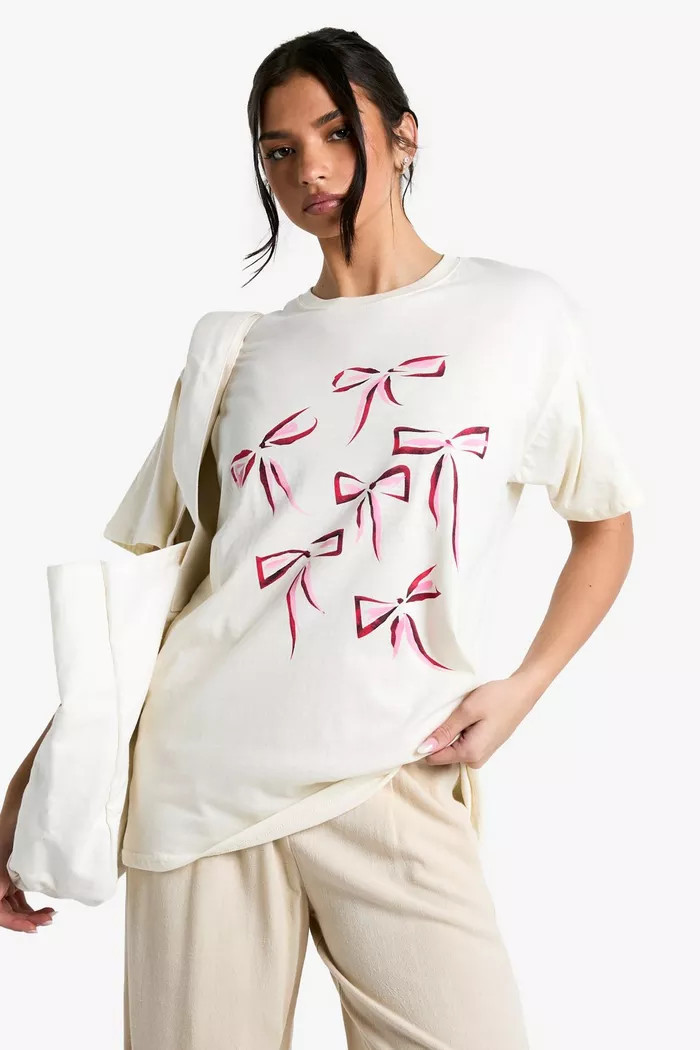 Bow Oversized T-shirt | Boohoo.com (UK & IE)