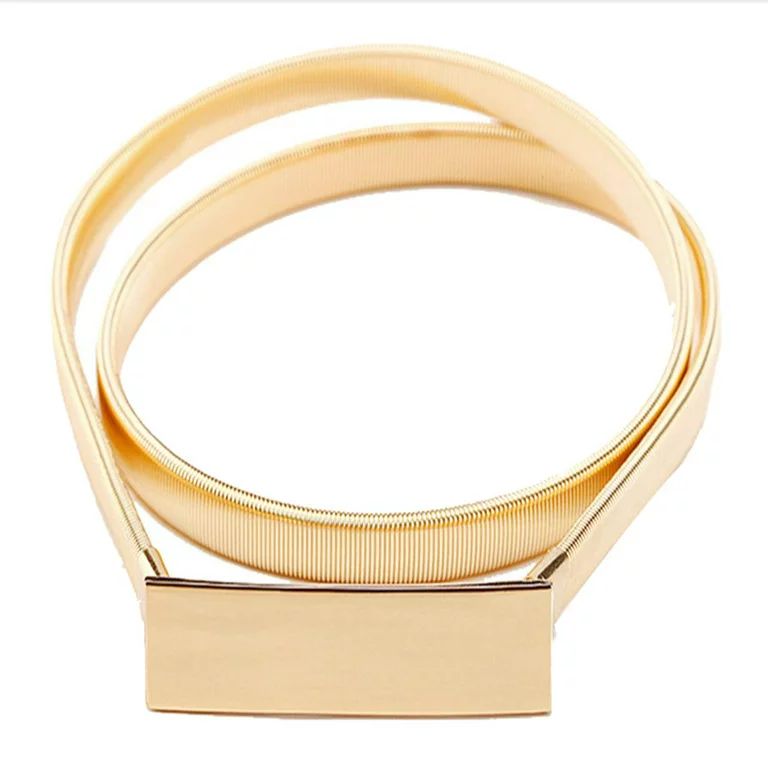 Gold Metal Elastic Stretchy Skinny Thin Waistband Waist Belt Chain | Walmart (US)