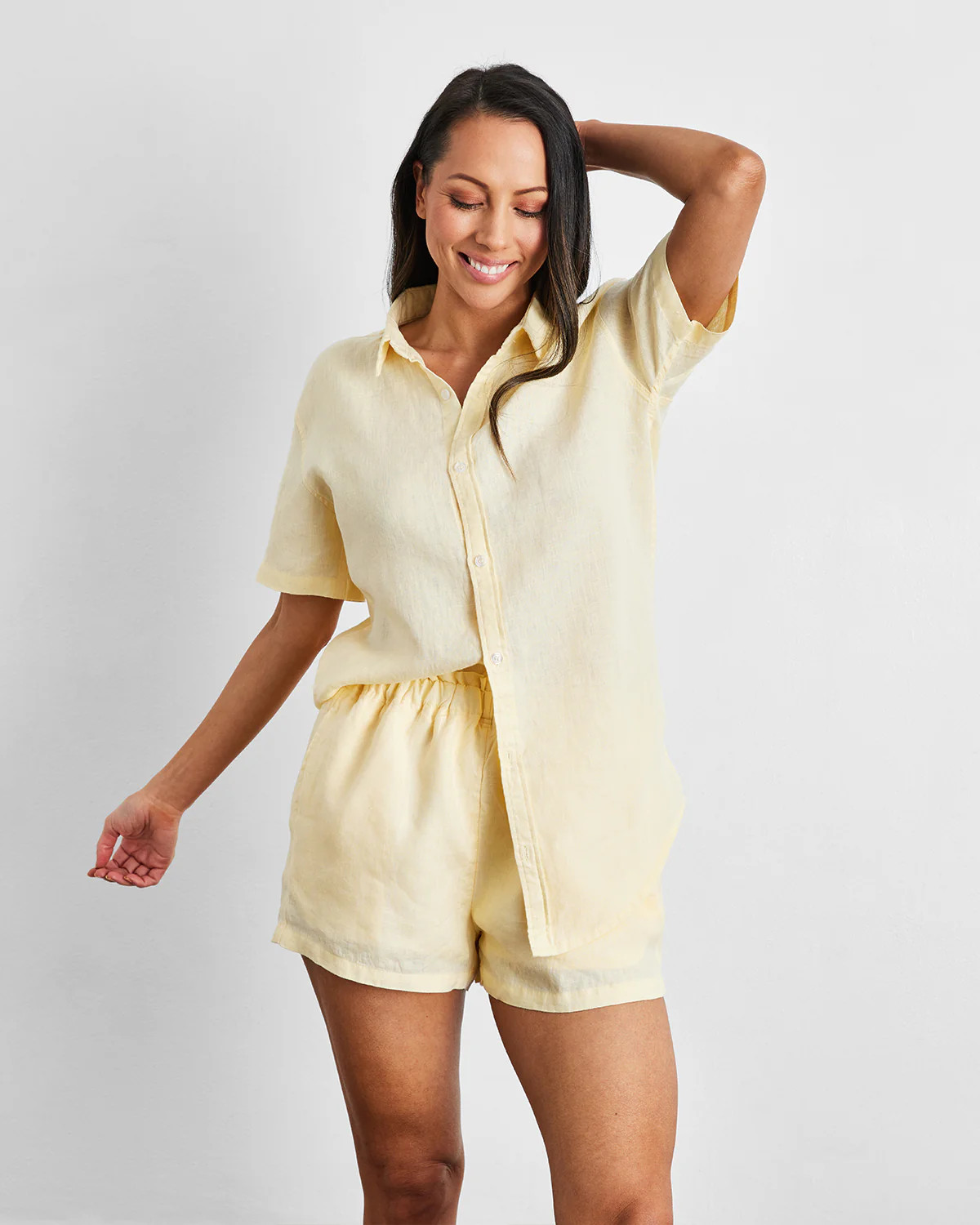 Limoncello 100% French Flax Linen Shorts | Bedthreads US
