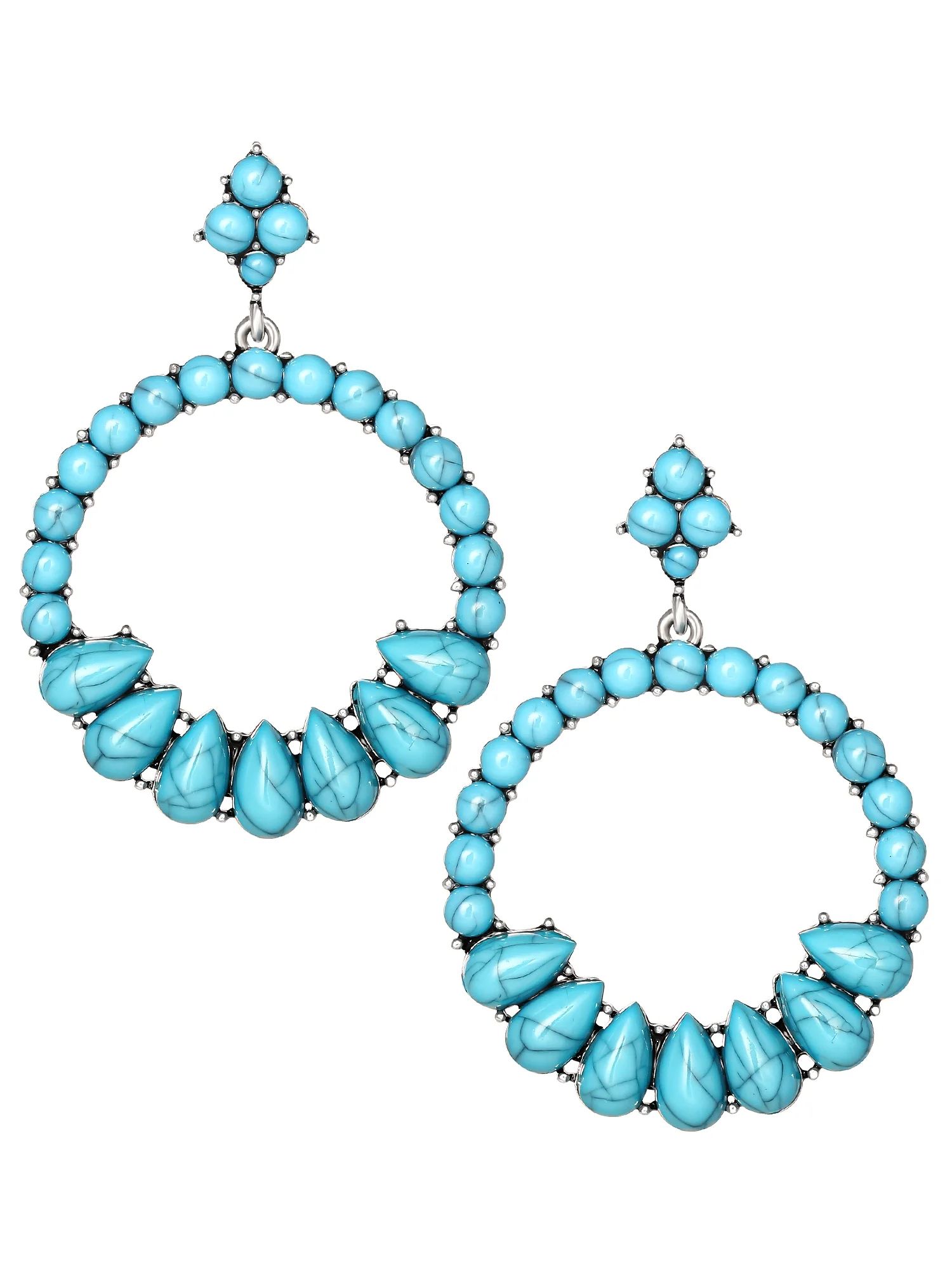 Jessica Simpson Faux Turquoise Stone Circle Drop Earring | Walmart (US)