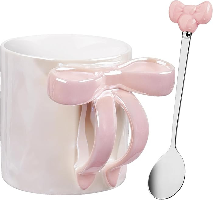 NiHome 12OZ Bow Handle Ceramic Coffee Mug for Home, Office, Travel, Electroplated Finish with Shi... | Amazon (US)