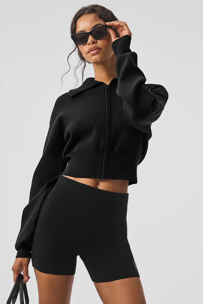 Scholar Knit Cropped Full Zip Jacket | Alo Yoga (US)