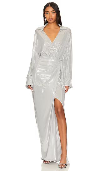 Clara Maxi Dress in Silver Liquid | Revolve Clothing (Global)