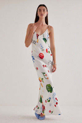 Damson Madder Calypso Scoop-Neck Slim Printed Maxi Slip Dress | Anthropologie (UK)