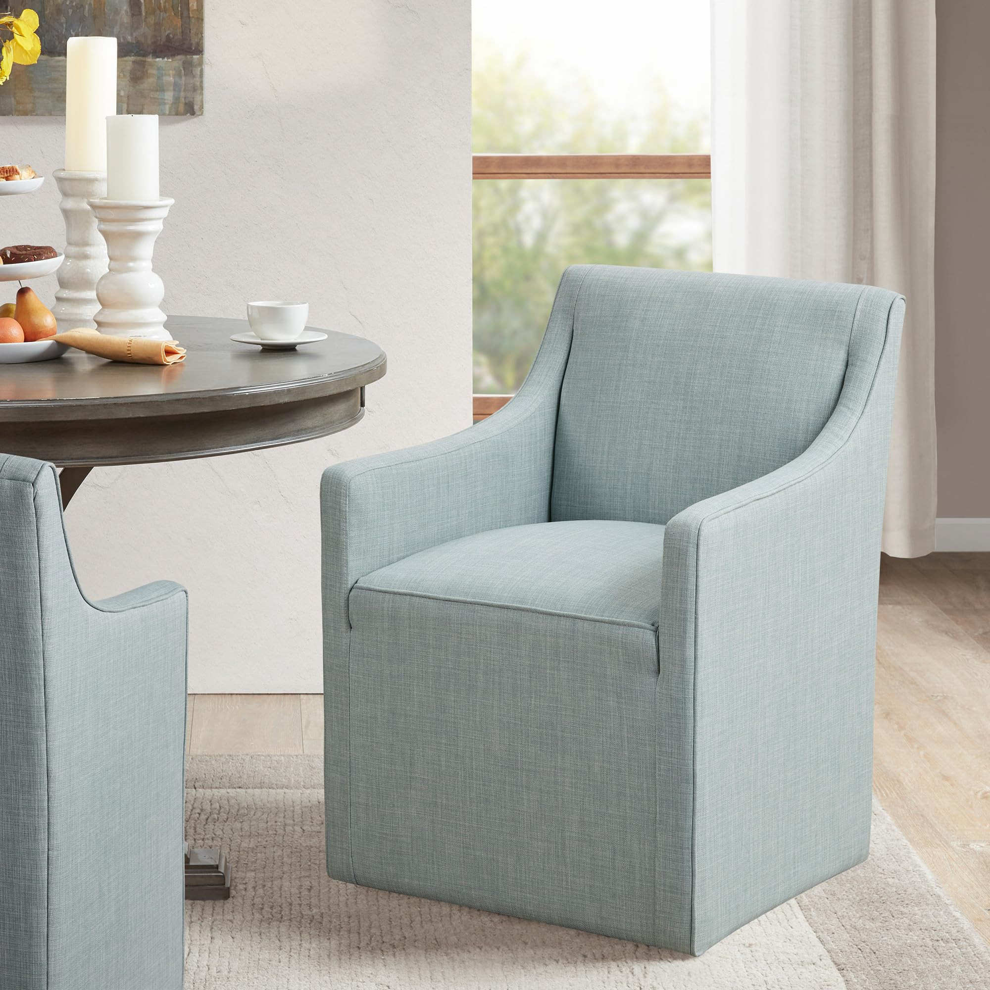 Madison Park Dining Chair with Hidden Casters, 20" Thick Seat Foam Cushion, Upholstered, Padded, ... | Amazon (US)