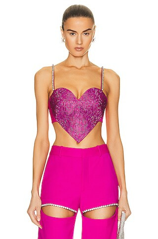 Crystal Trim Heart Top | FWRD 