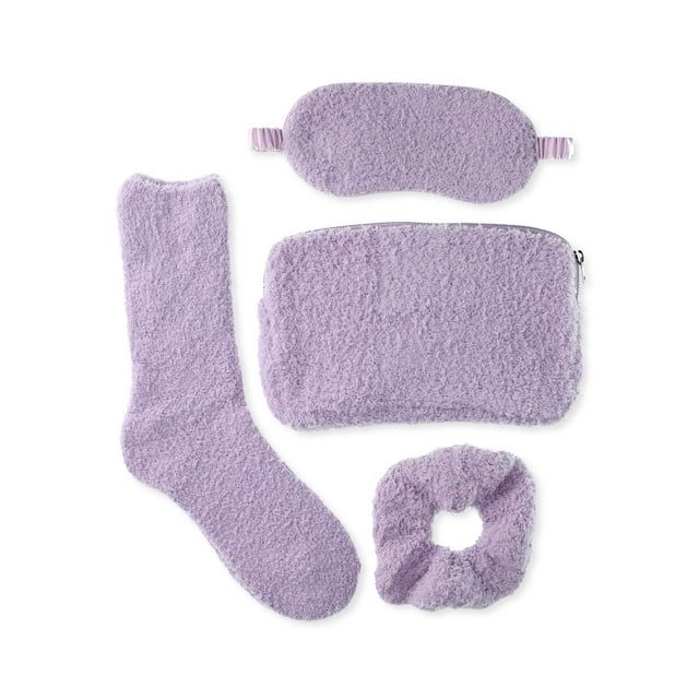 Time and Tru Women's Cozy Travel Set, 4-Piece, Lavender - Walmart.com | Walmart (US)