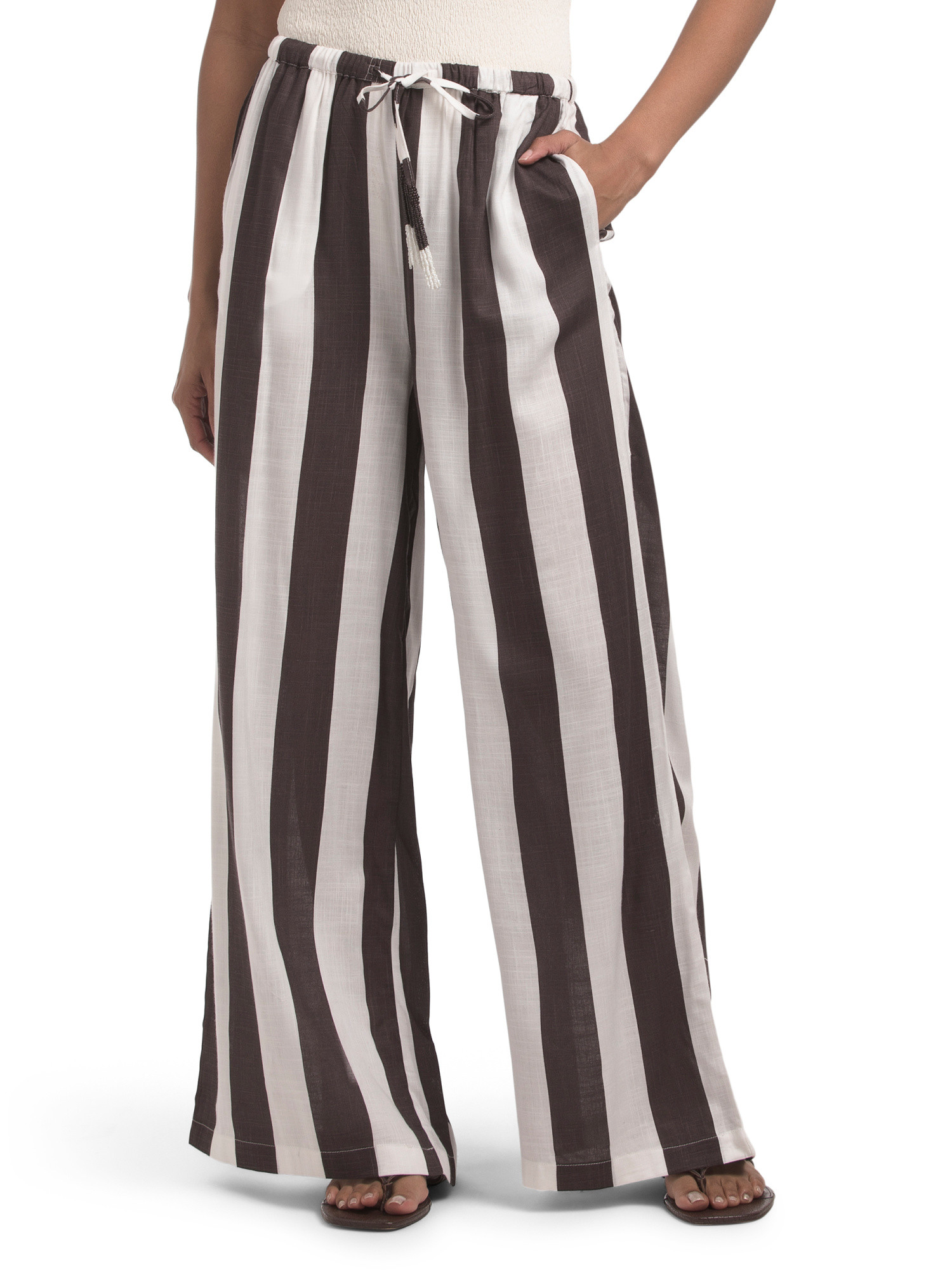 Printed Wide Leg Striped Cover-up Pants | TJ Maxx