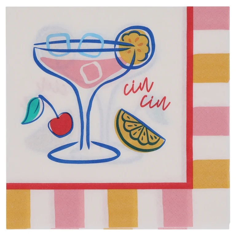 Way to Celebrate La Dolce Vita Cin Cin Lunch Napkins, 6.5" x 6.5", 24 Count | Walmart (US)