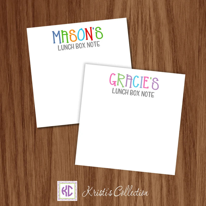 Personalized Note Pad - Lunch Box Notes Memo Pad - Rainbow Colors School Note Pad for Kids | Etsy (US)