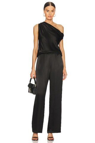 Satin Bias Off Shoulder Top in Black | Revolve Clothing (Global)