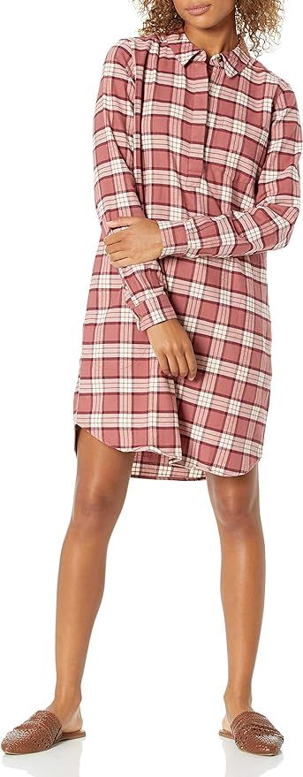 Amazon Brand - Goodthreads Women's Flannel Long Sleeve Relaxed Fit Popover Shirt Dress | Amazon (US)