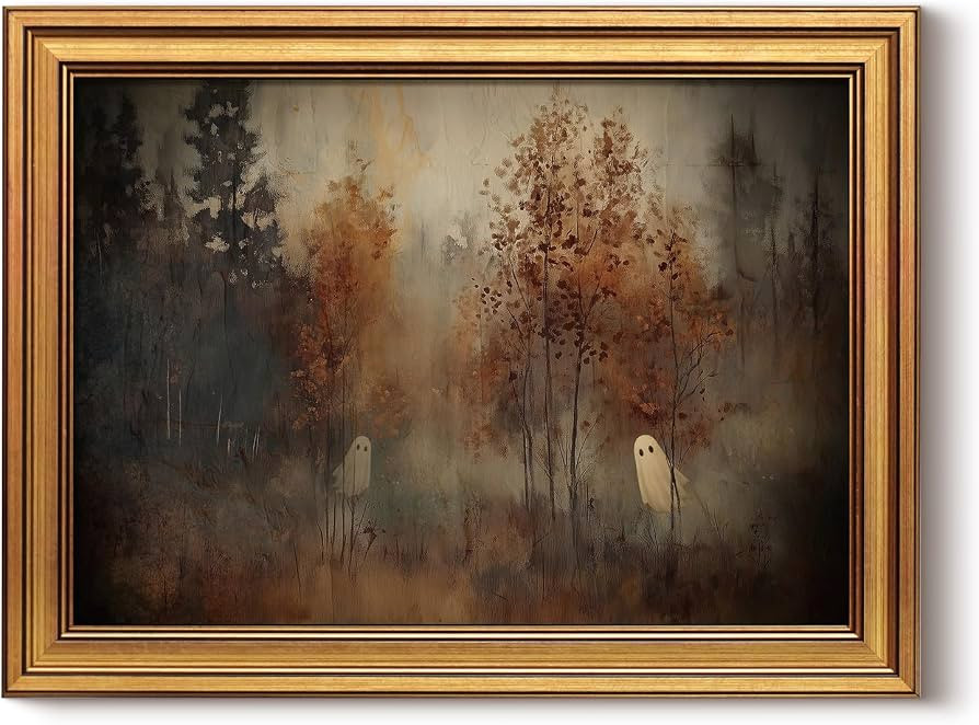 WHASAYART Gold Framed Wall Art for Living Room, Ghosts in the Forest Painting Prints, Vintage Hal... | Amazon (US)