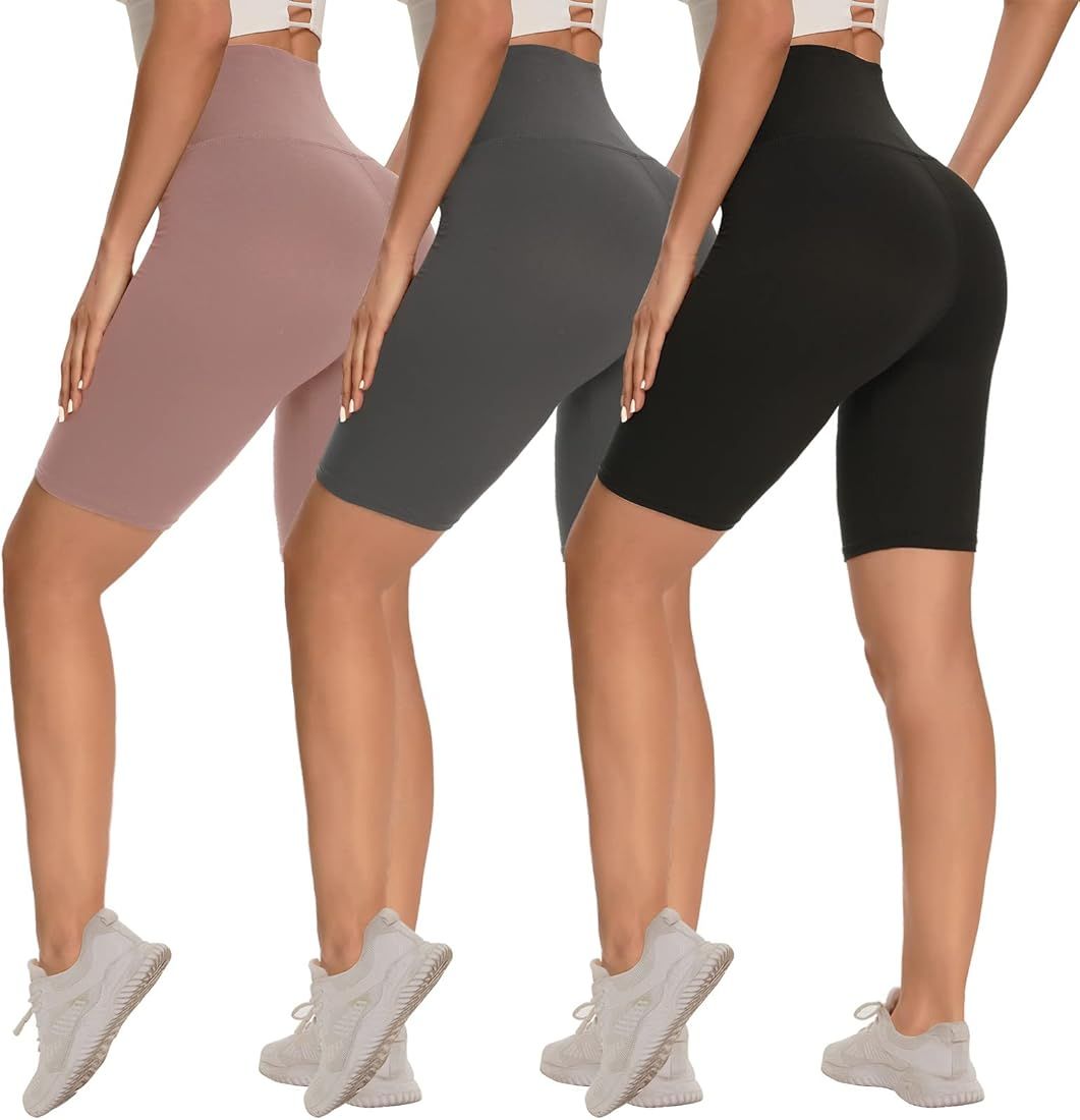 3 Pack Biker Shorts for Women – 8"/ 5"/ 3" Buttery Soft High Waisted Tummy Control Workout Yoga... | Amazon (US)