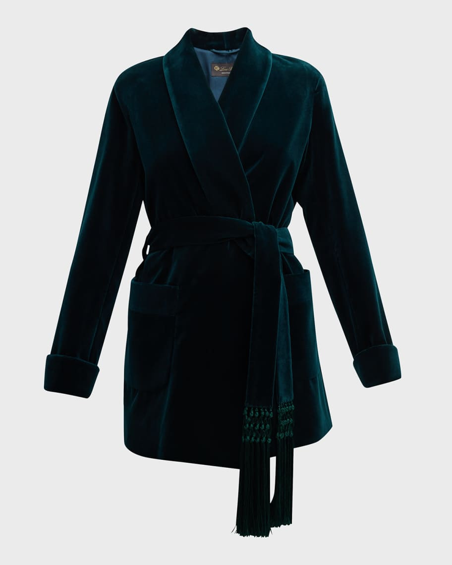 Loro Piana Giacca Raniya Belted Velvet Wrap Coat | Neiman Marcus