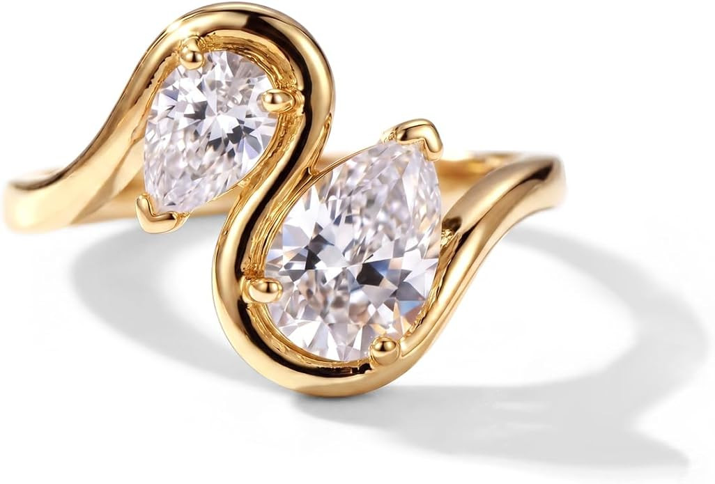 14K Gold-Plated Wedding Bands for Women Dainty Stackable Cubic Zirconia Promise & Engagement Ring... | Amazon (US)