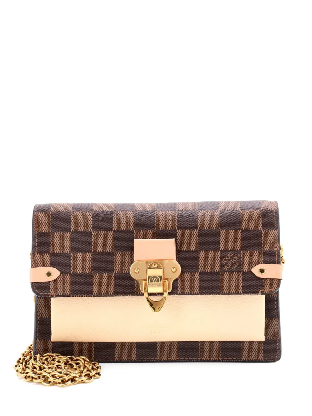 Louis Vuitton Pre-Owned Vavin Chain Wallet NM Damier with Leather crossbody bag - Brown | Farfetch Global